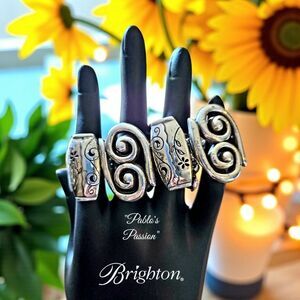 BRIGHTON "Pablo's Passion" Vintage Silver Scroll, Floral Link Bracelet BOHEMIAN!